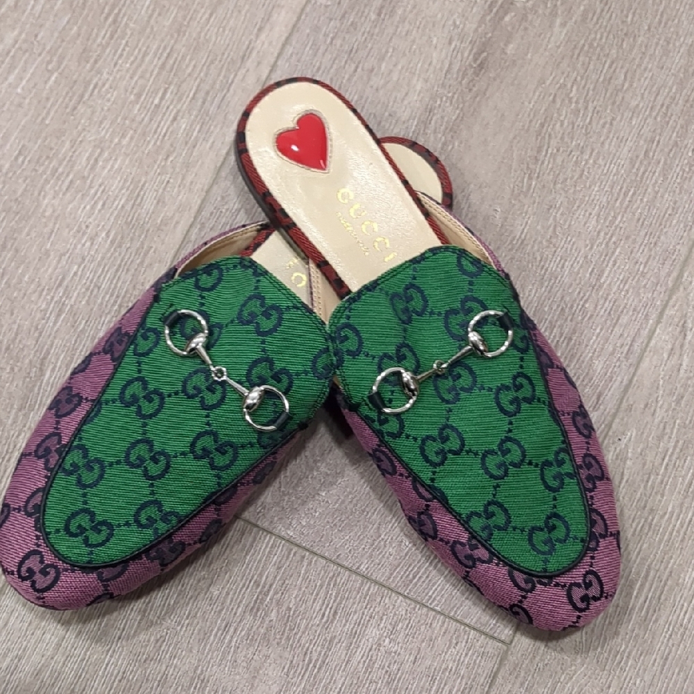 Gucci Green and Pink Women's Mules